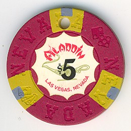 Set of 100 Aladdin $5 Casino Chips Las Vegas Nevada 1970 Nevada Mold * 